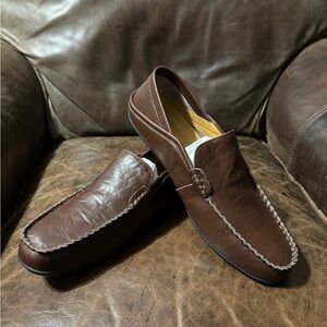 Elegant Brown Leather Slip-On Loafers